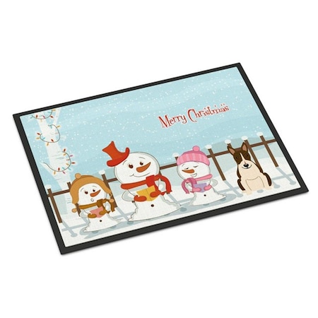 Carolines Treasures Merry Christmas Carolers Bull Terrier Dark Brindle Indoor or Outdoor Mat, 24 x 0.25 x 36 in. BB2467JMAT